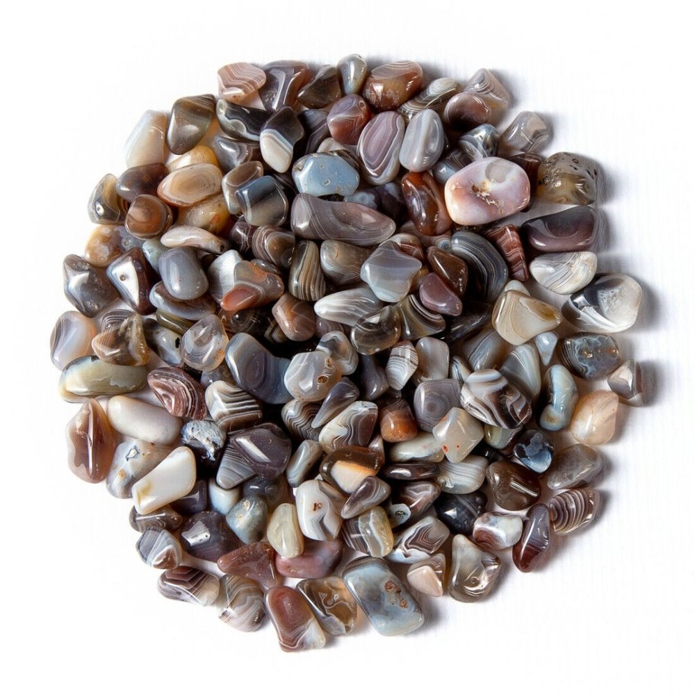 1 lb Tumbled Gray Botswana Agate Gemstone Crystals 150-165 Stones Rock Specimens - Picture 1 of 6